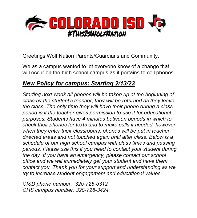 Cell Phone Policy