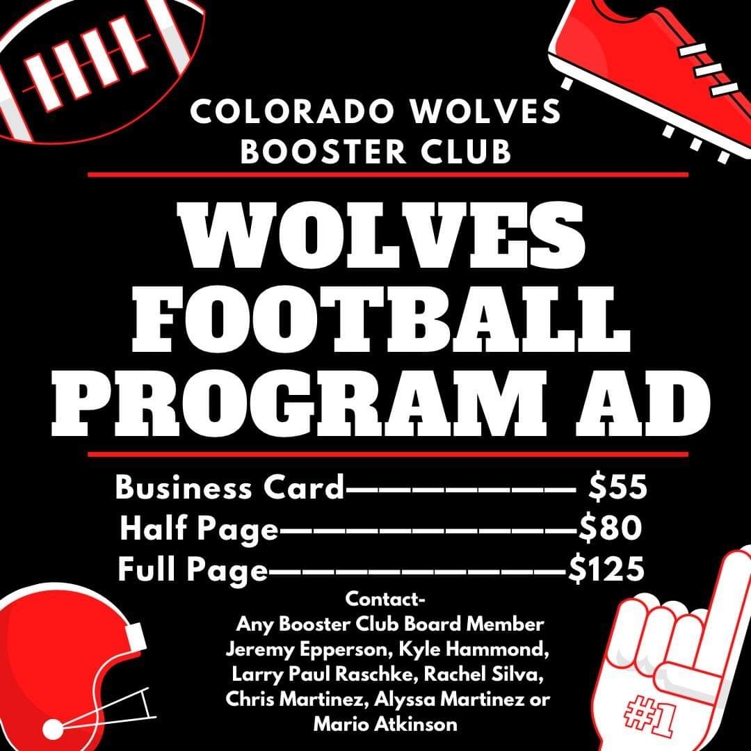 Wolves Football Program Ad Colorado ISD